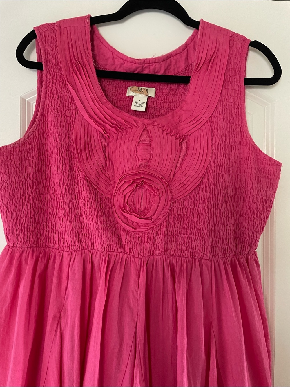 Neiman Marcus Rosette Hot Pink Maxi Flared Sundress SZ L Full flowy Skirt |Gorg - Picture 10 of 12